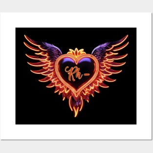 Rhesus Negative Bloodline Heart With Wings Posters and Art